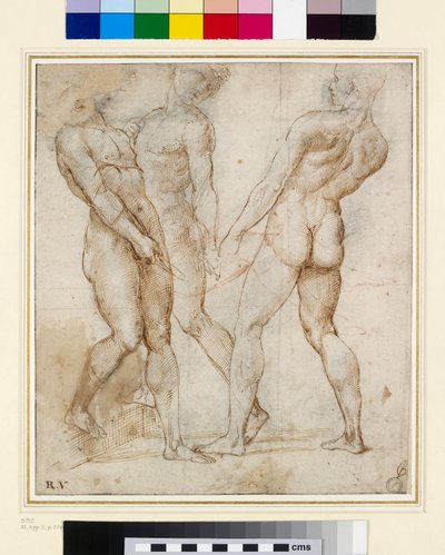 Die nackten Träger (Studie für die Grablegung) von Raffaello Sanzio Raphael